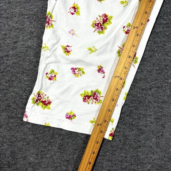 Stamp Floral Drawstring Pants Womens Large L White Cozy Loungewear - Picture 5 of 10